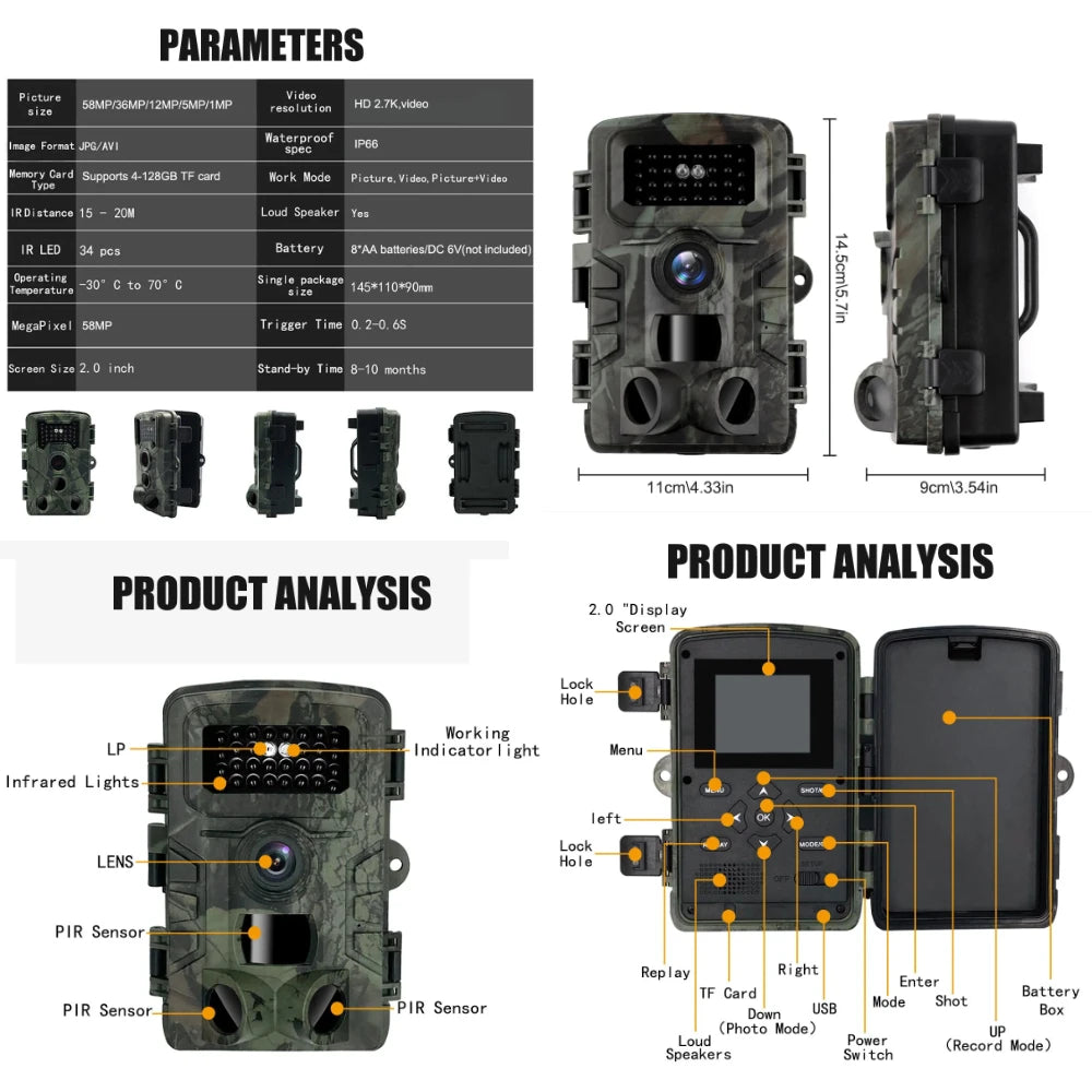 Hunting Trail Camera 58MP IP66 PR700