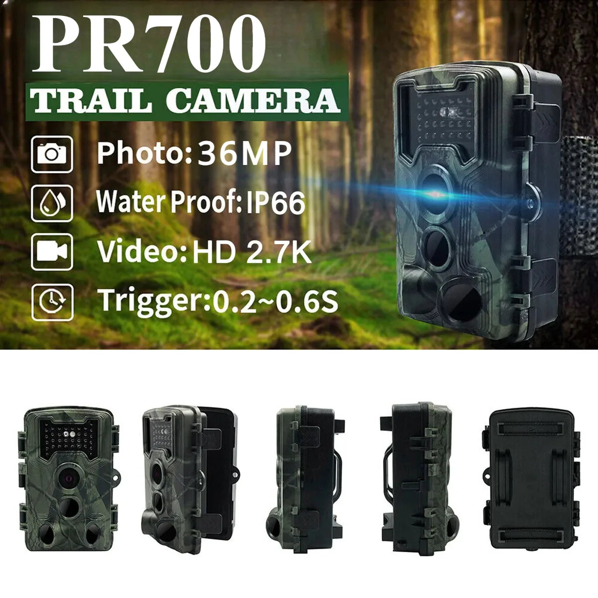 Hunting Trail Camera 58MP IP66 PR700